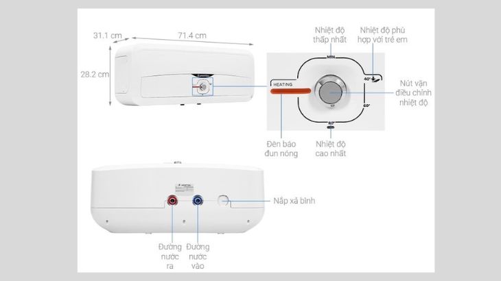Máy nước nóng gián tiếp Ariston 20 lít 2500W SL2 20 R 2.5FE - MT 
