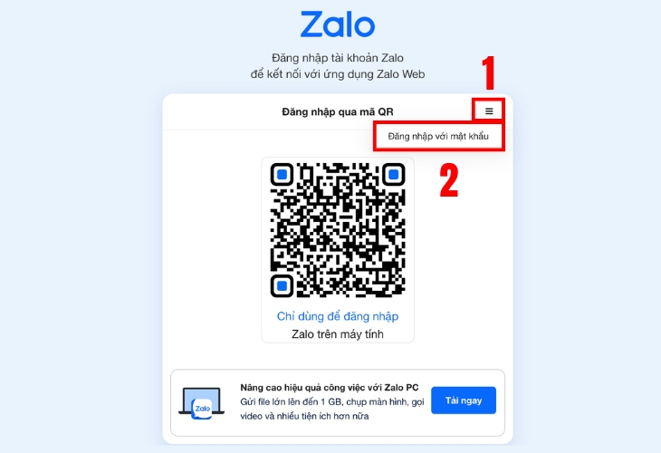 Hướng dẫn đăng nhập Zalo web bằng mật khẩu
