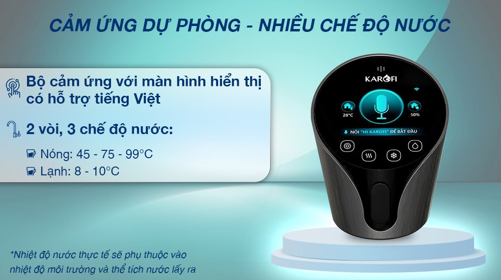 Máy lọc nước RO nóng nguội lạnh Karofi KAD-N91 10 lõi hiển thị chỉ số TDS trên màn hình