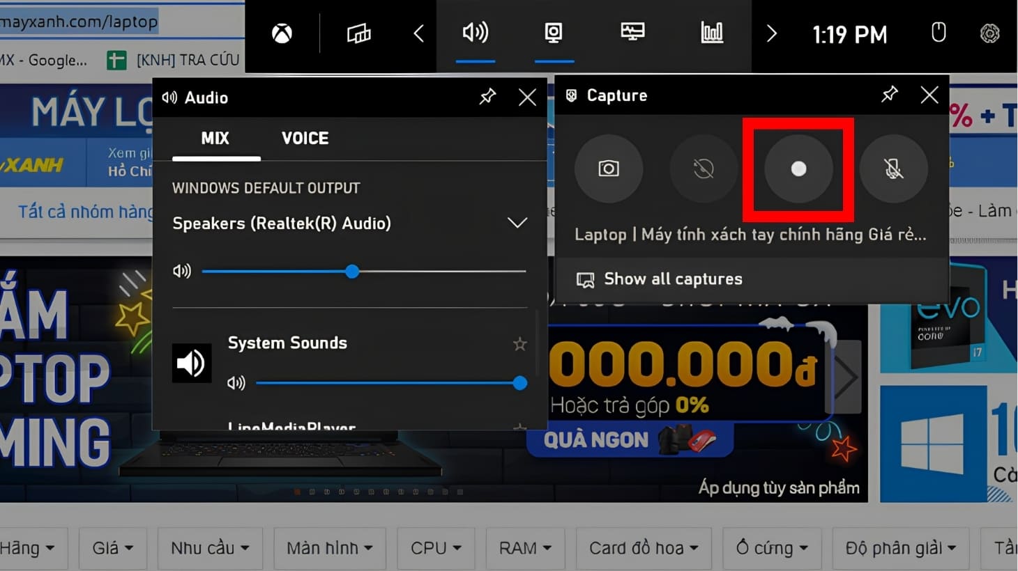 Quay màn hình máy tính Windows bằng Xbox Game Bar