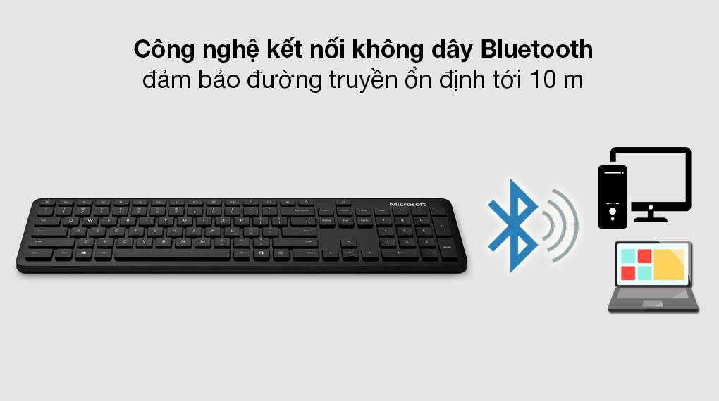 Bàn phím Microsoft QSZ-00017 kết nối Bluetooth 2.4GHz, ghép nối nhanh với Swift Pair tiện lợi