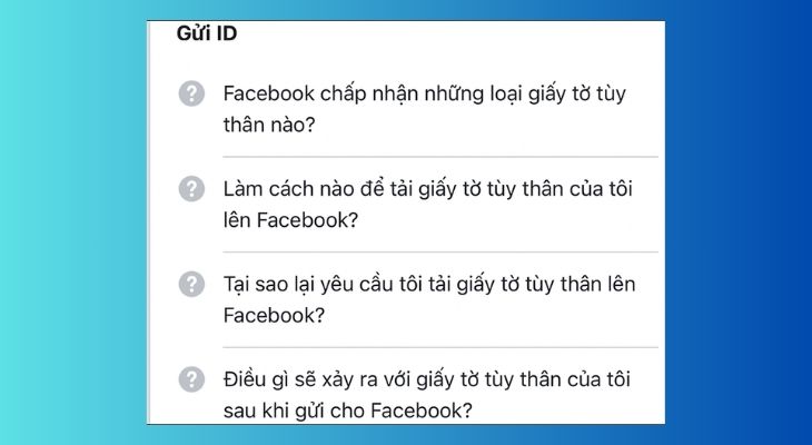 Bạn có thể đọc những điều khoản để biết làm thế nào để Facebook xét duyệt danh tính