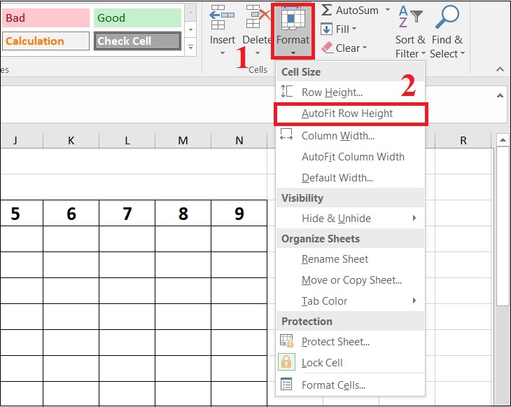 Sử dụng AutoFit Row Height trong Excel để tự động điều chỉnh chiều cao hàng cho phù hợp