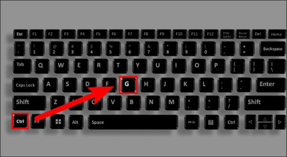 Bấm vào trang muốn xoá, nhấn tổ hợp phím Ctrl + G (Windows