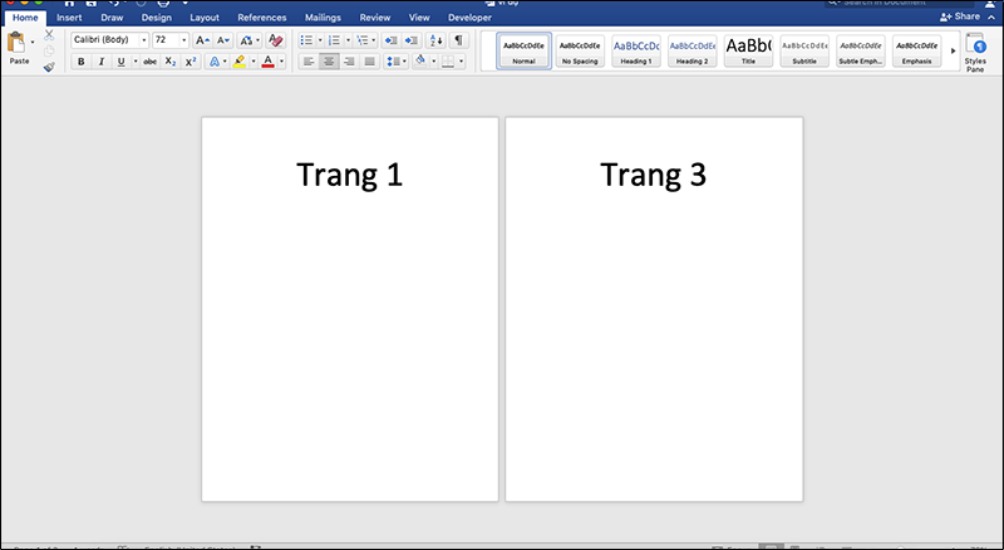 Đảm bảo rằng bạn đã chọn đúng trang trắng cần xoá, sau đó nhấn phím Delete