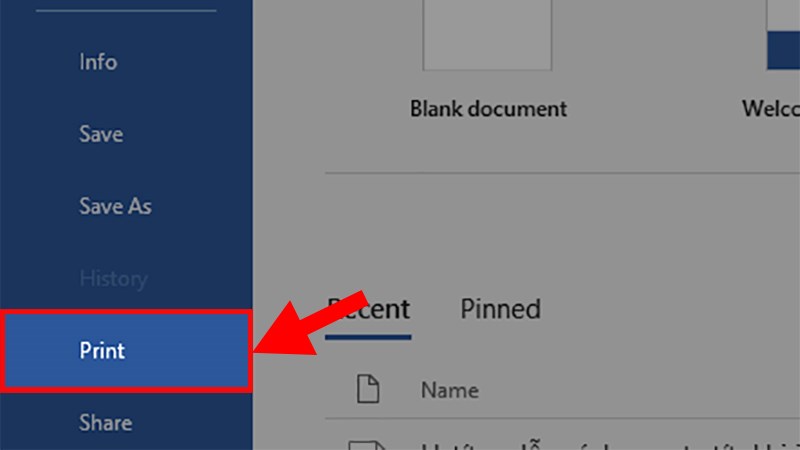 Chọn mục Print hoặc chúng ta cũng hoàn toàn có thể dùng tổng hợp phím Ctrl + F2.