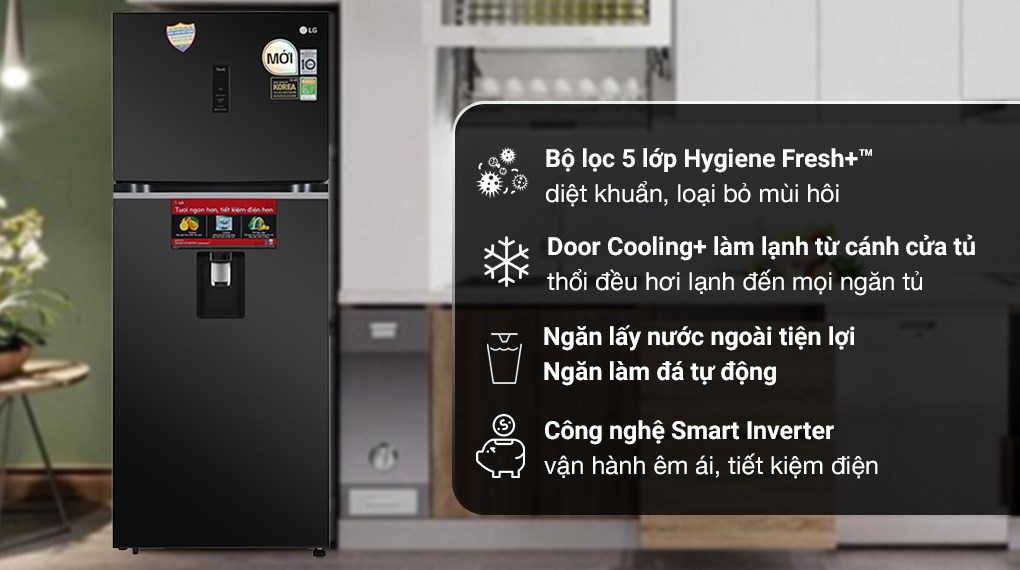 Tủ lạnh LG Inverter 394 lít GN-D392BLA có chức năng làm đá tự động mang lại sự tiện lợi vượt trội