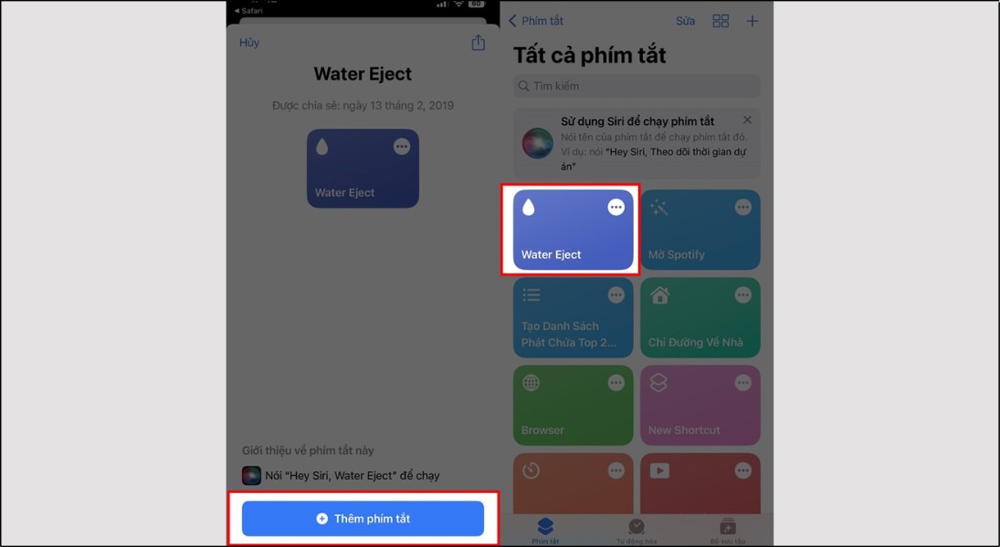Thêm một phím tắt là Water Eject nếu chưa có