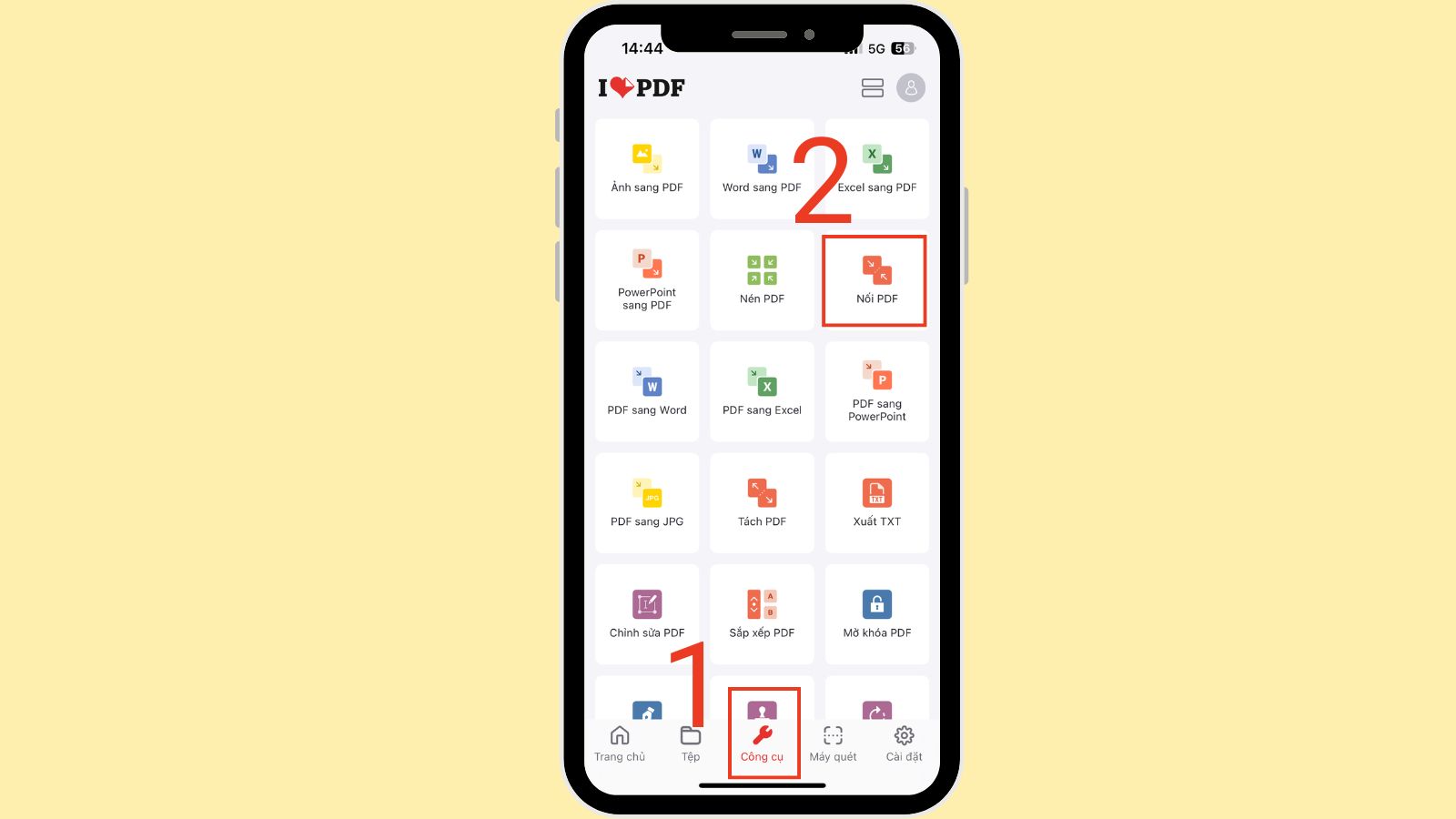 Chọn Công cụ > Nối PDF Chọn Công cụ > Nối PDF