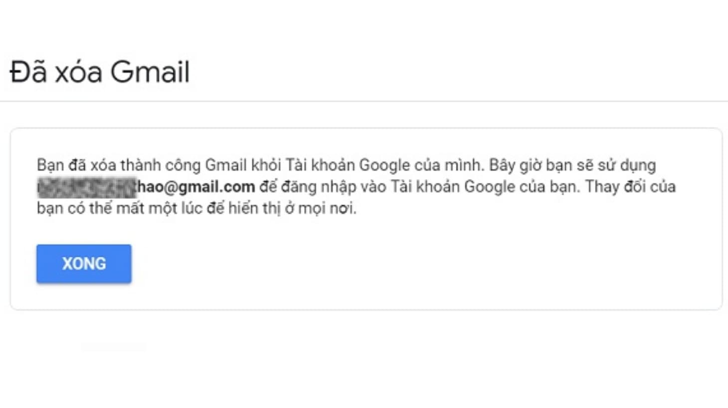xóa Gmail hoàn tất xóa Gmail hoàn tất