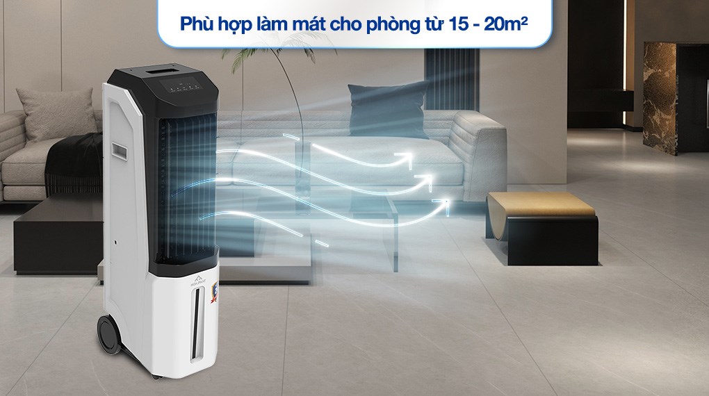 Quạt điều hoà Hòa Phát HPCF1-045 112W có hiệu quả làm mát thực tế khoảng 4 - 8°C tùy không gian, độ ẩm và cách sử dụng quạt