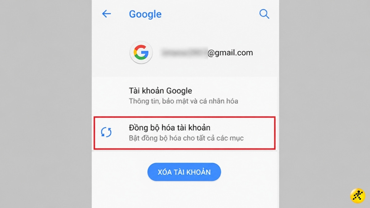 Chọn &ldquo;Đồng bộ h&oacute;a t&agrave;i khoản&rdquo;