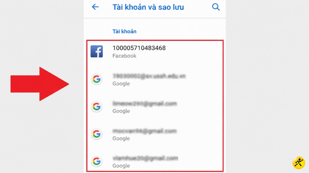 Chọn T&agrave;i khoản muốn đồng bộ dữ liệu