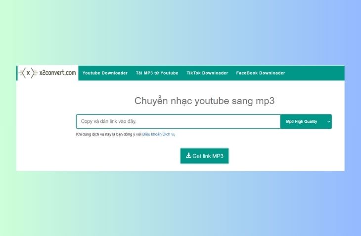 Chuyển video, nhạc YouTube sang MP3 trên x2convert