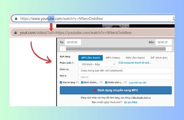 Chuyển video, nhạc YouTube sang MP3 trên Yout