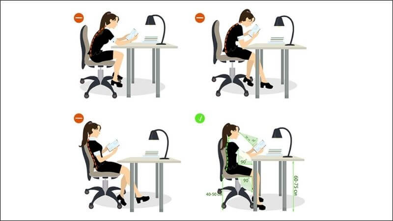 Đặt sách, vở nghiêng một góc khoảng 30 độ so với mặt bàn và giữ khoảng cách từ 30-40 cm so với mắt sẽ giúp bảo vệ mắt khỏi căng thẳng, đồng thời duy trì tầm nhìn thoải mái