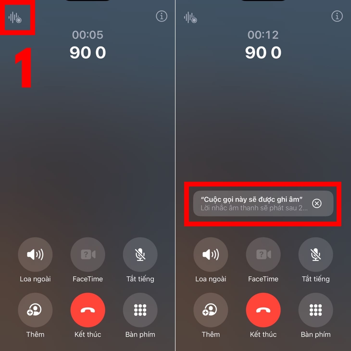 Chọn vào nút Ghi âm ở góc trái màn hình Cách ghi âm cuộc gọi trên iPhone không cần app