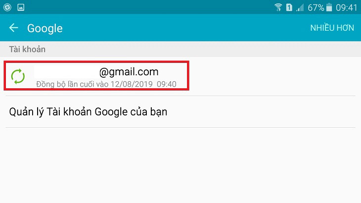 Nhấp vào tài khoản Gmail
