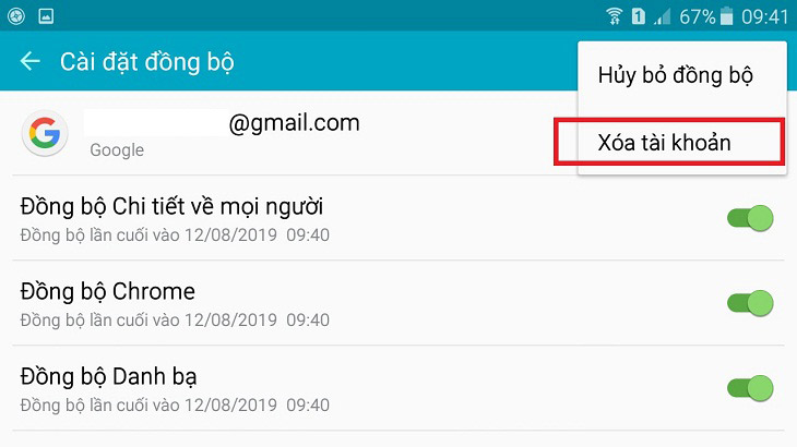 Xóa tài khoản