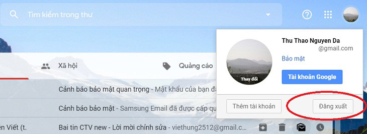 Đăng xuất Gmail