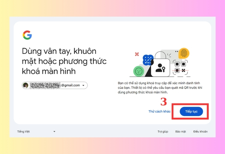 Tiến hành xác thực theo hướng dẫn của Google