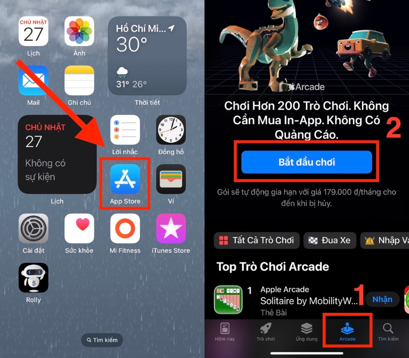Chọn tab Arcade > Nhấn Bắt đầu chơi