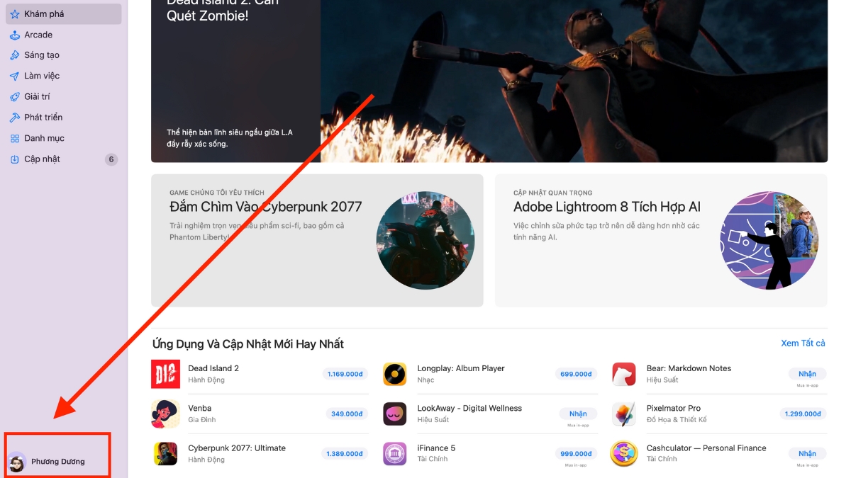 Nhấn v&agrave;o v&agrave;o Apple ID c&oacute; ảnh hồ sơ