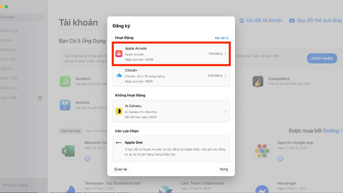 Chọn mục Apple Arcade