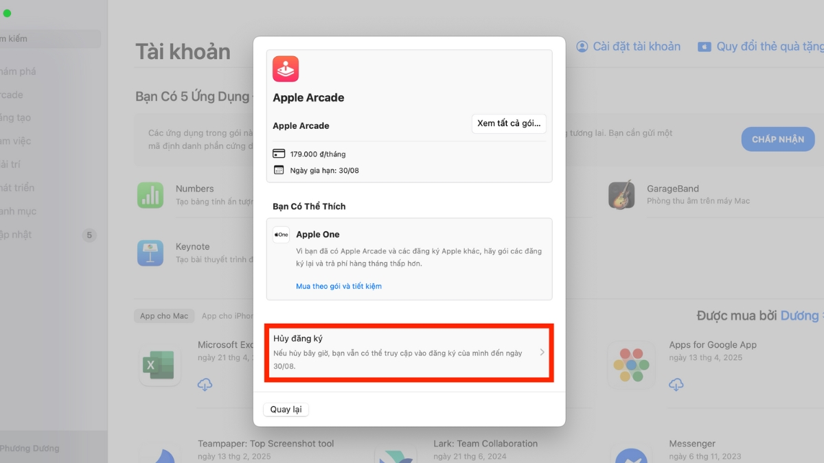 Chọn huỷ đăng k&yacute;