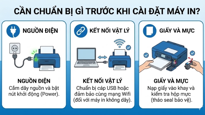 Cần chuẩn bị g&igrave; trước khi c&agrave;i đặt m&aacute;y in?