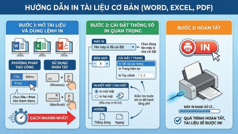Hướng dẫn c&aacute;ch in t&agrave;i liệu tr&ecirc;n m&aacute;y in cơ bản