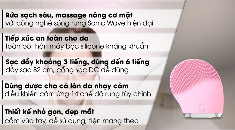 Máy rửa mặt và massage Halio Baby Pink rửa mặt sạch sâu