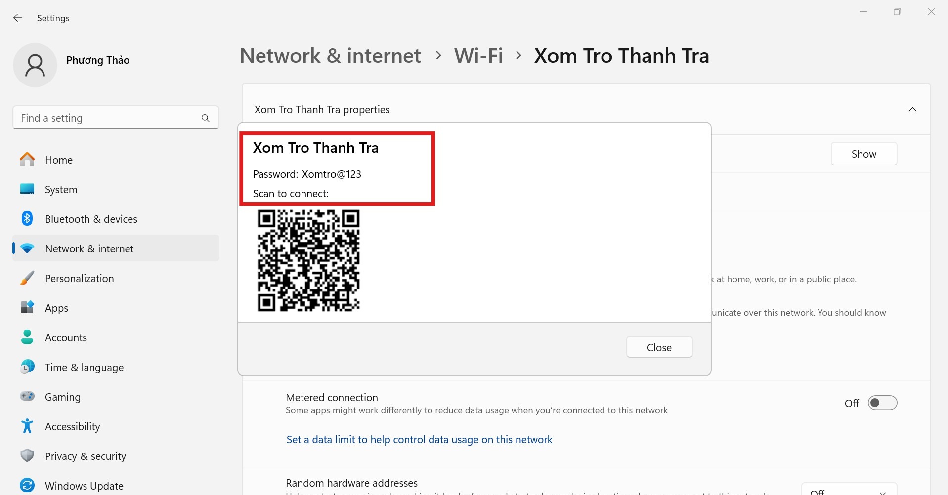 Mật khẩu và mã QR code sẽ hiện ra như hình Mật khẩu và mã QR code sẽ hiện ra như hình