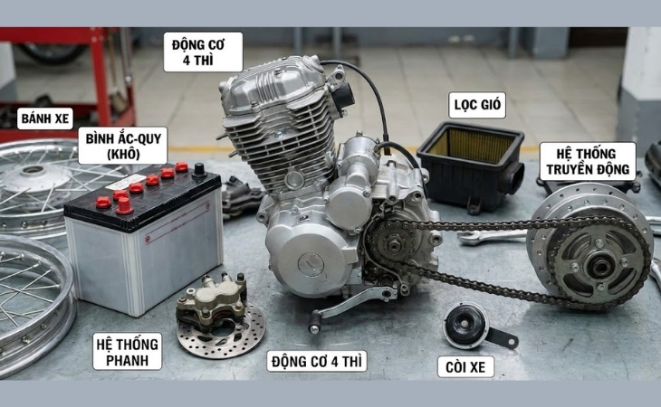 Xe gắn máy sử dụng nhiên liệu xăng để hoạt động