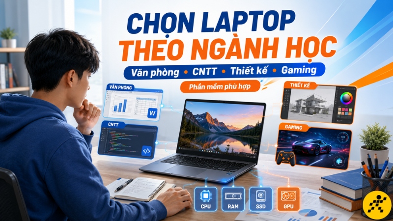 Chọn laptop theo ng&agrave;nh học, phần mềm v&agrave; cấu h&igrave;nh ph&ugrave; hợp để d&ugrave;ng ổn định l&acirc;u d&agrave;i
