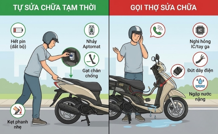 Bạn chỉ nên tự sửa chữa khi gặp lỗi đơn giản Hình minh họa khi nào cần gọi cứu hộ và tự sửa chữa