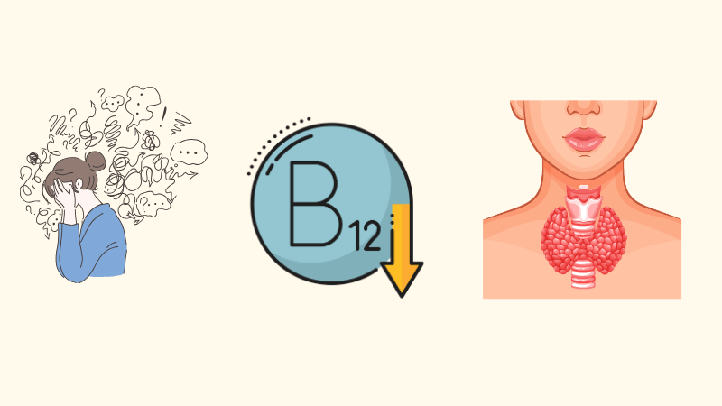 Các dạng rối loạn tâm lý, bệnh lý tuyến giáp hay thiếu hụt vitamin B12 cũng là nguyên nhân của não cá vàng