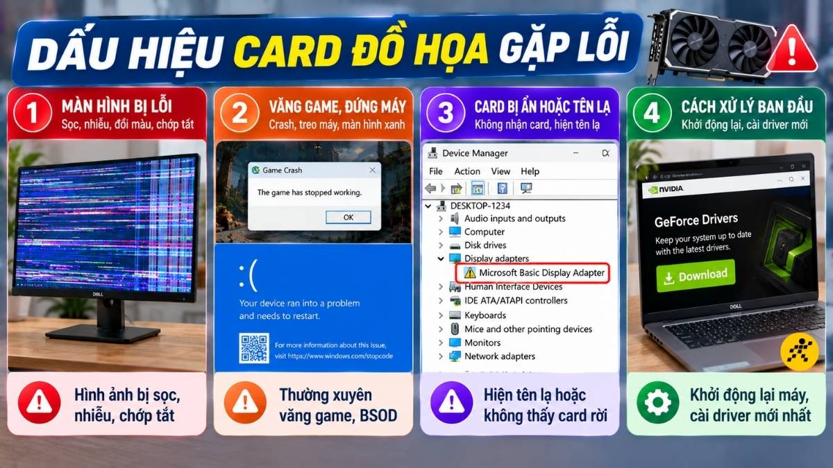 Dấu hiệu card đồ họa đang gặp lỗi Dấu hiệu card đồ họa đang gặp lỗi