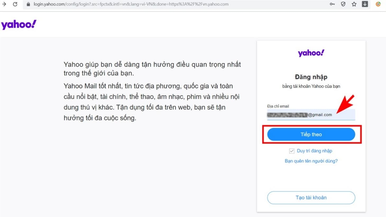 Cách lấy lại tài khoản Yahoo