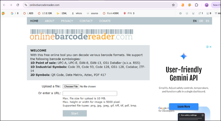 Barcode Reader là một trang web đọc mã vạch trực tuyến tiện lợi, cho phép bạn tìm kiếm thông tin sản phẩm