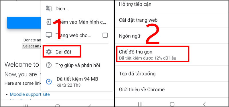 Trong menu Cài đặt, tìm và chọn mục Chế độ thu gọn Trong menu Cài đặt, tìm và chọn mục Chế độ thu gọn