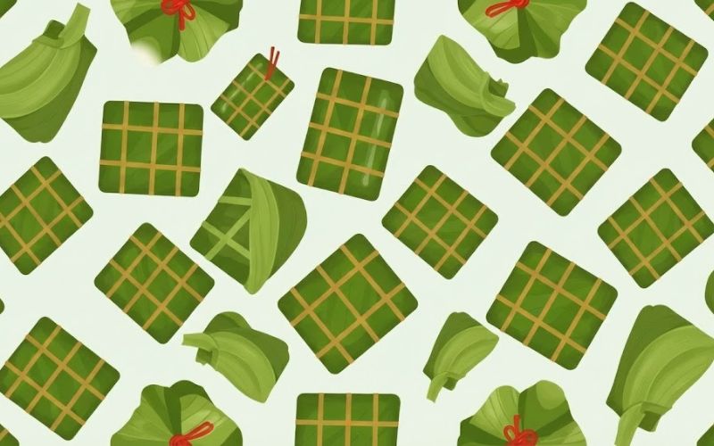 Mai vàng, đào hồng và bánh chưng mang đậm không khí xuân, tạo cảm giác nhẹ nhàng, thư thái