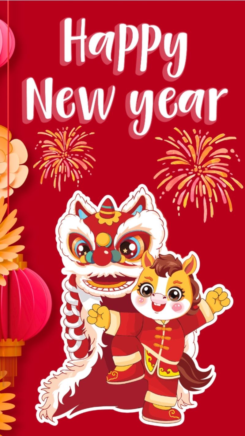 Hình nền Tết 2026 cute với linh vật năm mới, lì xì, bánh chưng chibi pastel dễ thương, mang năng lượng tích cực