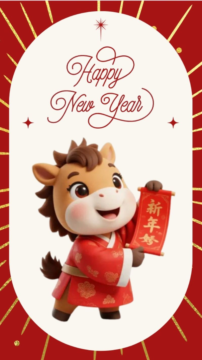 Hình nền Tết 2026 cute với linh vật năm mới, lì xì, bánh chưng chibi pastel dễ thương, mang năng lượng tích cực