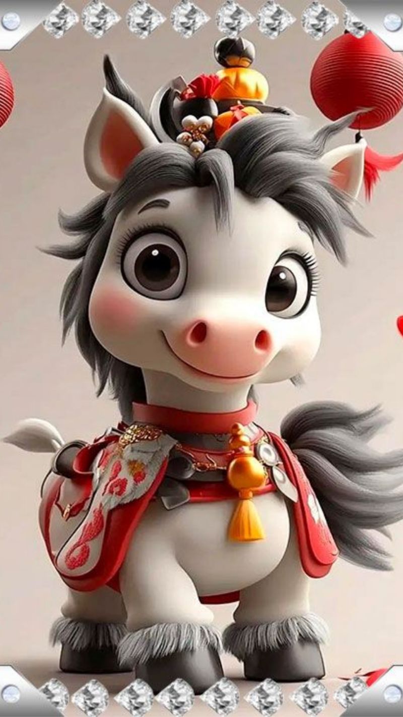 Hình nền Tết 2026 cute với linh vật năm mới, lì xì, bánh chưng chibi pastel dễ thương, mang năng lượng tích cực