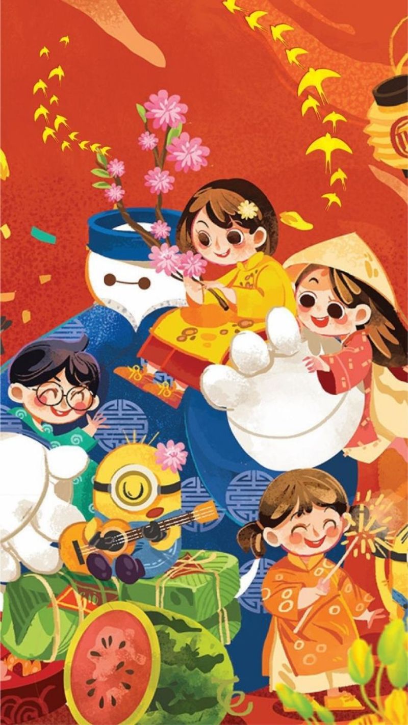 Hình nền Tết gia đình sum vầy, tái hiện bữa cơm đoàn viên ấm áp, gợi cảm giác bình yên mỗi lần mở điện thoại