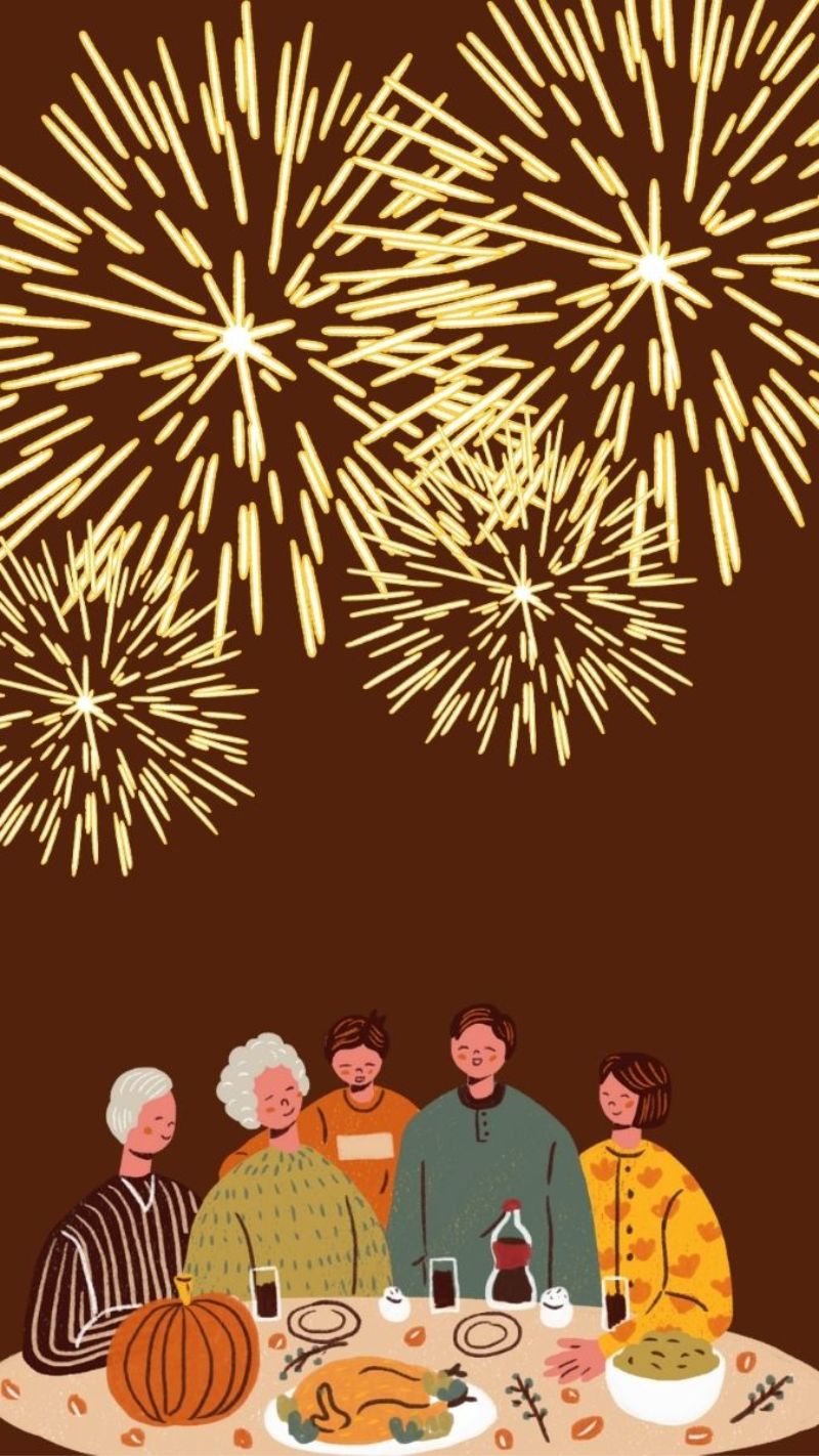 Hình nền Tết gia đình sum vầy, tái hiện bữa cơm đoàn viên ấm áp, gợi cảm giác bình yên mỗi lần mở điện thoại