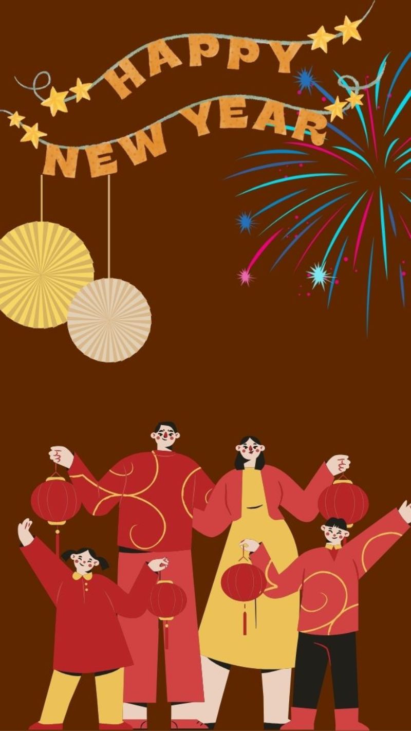 Hình nền Tết gia đình sum vầy, tái hiện bữa cơm đoàn viên ấm áp, gợi cảm giác bình yên mỗi lần mở điện thoại