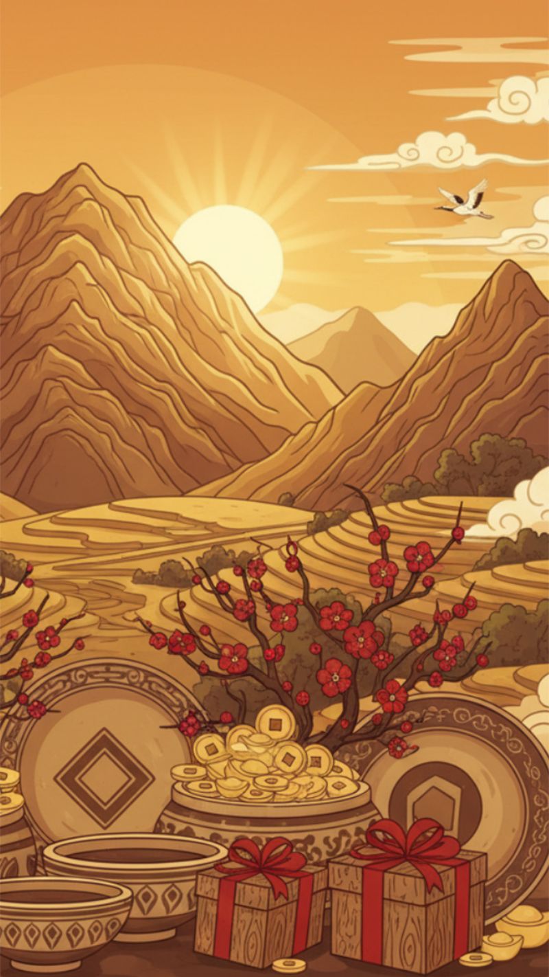 Gam nâu, vàng đất tạo cảm giác vững chãi, bình an, phù hợp người mệnh Thổ dịp đầu xuân