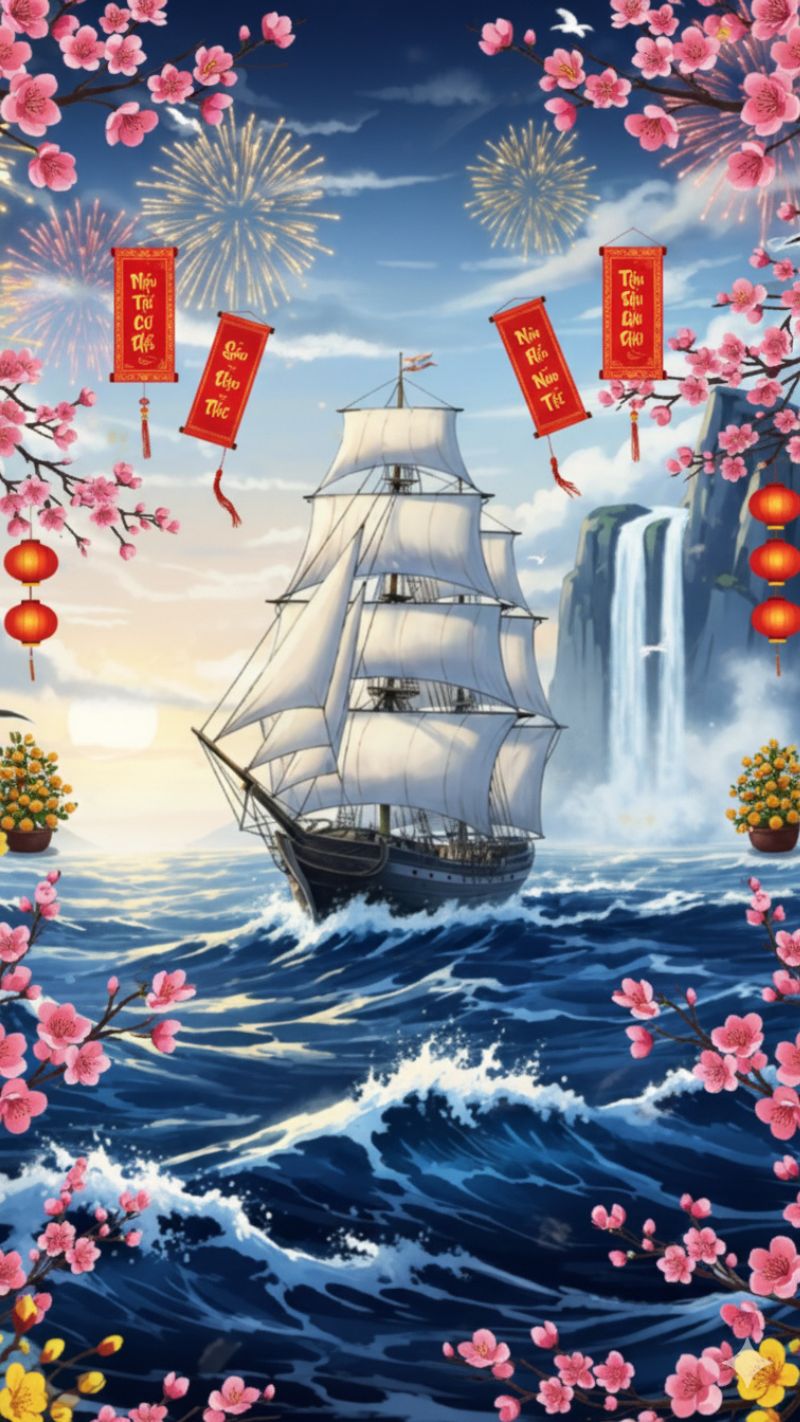 Xanh dương, đen kết hợp hình ảnh nước giúp công việc hanh thông, thuận buồm xuôi gió